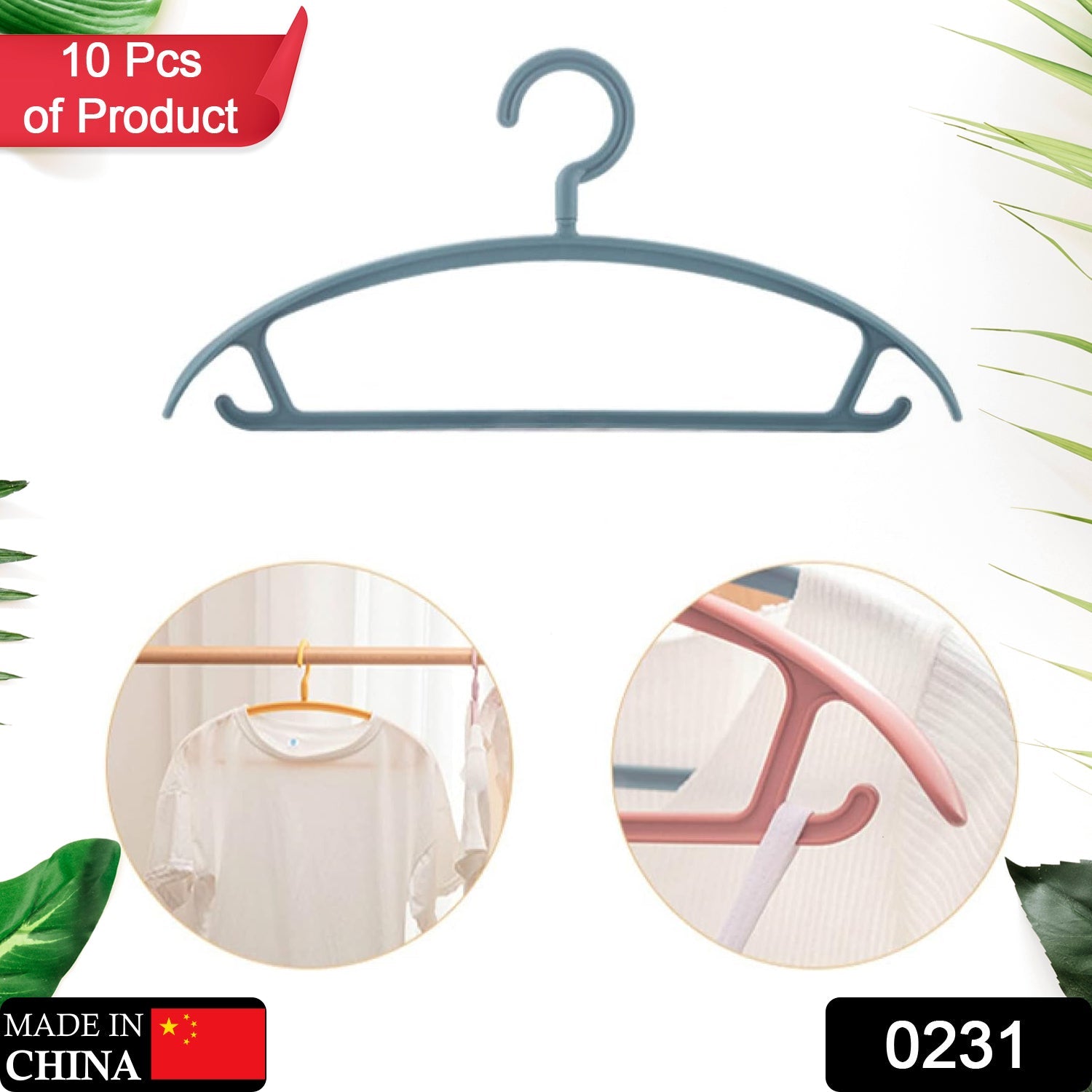 0231 Plastic Hangers, Clothes Hangers - Lightweight Space Saving Hangers - Standard Hangers for Clothes - Durable, Slim & Sleek Hangers (10pc) DeoDap 0231 Plastic Hangers, Clothes Hangers - Lightweight Space Saving Hangers - Standard Hangers for Clothes - Durable, Slim & Sleek Hangers (10pc) DeoDap